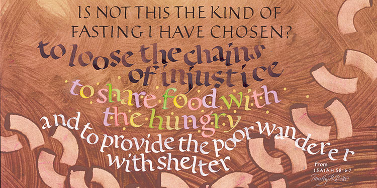 Promo of different fonts against a brown background for Isaiah 58:6-7