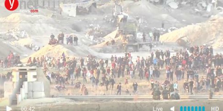 Screenshot from News.com of a Palestinian Protest with a large group of people.