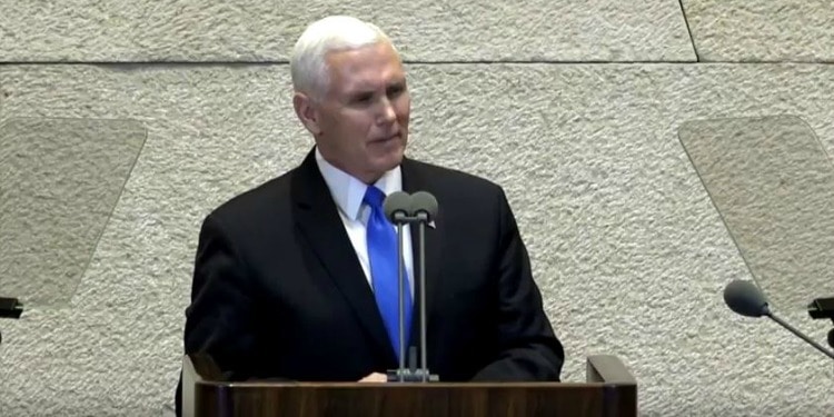 Mike Pence giving a speech at Knesset.