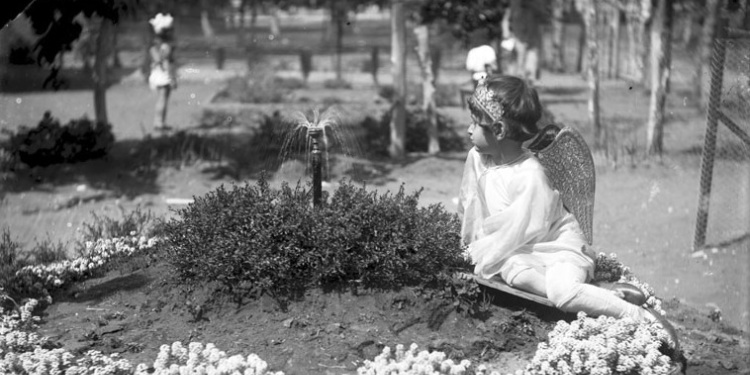 Young Jewish girl in Purim costume in pre-state Israel