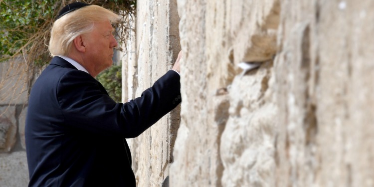 President Trump wearing a kippah as he visits Israel.