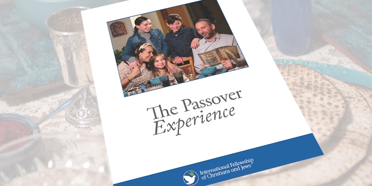 Yael Eckstein's smiling family on The Passover Experience booklet cover.