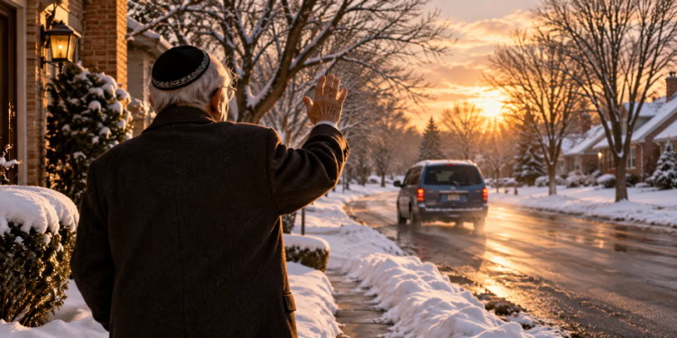 A waving Jewish grandfather symbolizes teaching that we are never alone