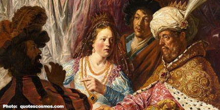 Queen Esther tells King Xerxes of Haman's evil plot to kill the Jews.
