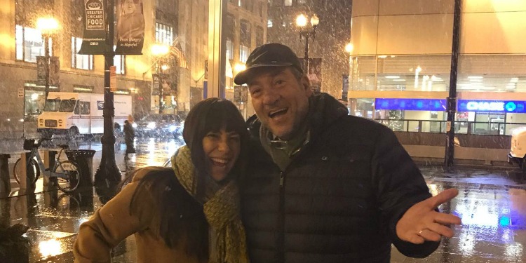 Rabbi Eckstein and Yael in Chicago in winter