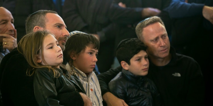 Family members gathered together at Rabbi Eckstein's funeral service.