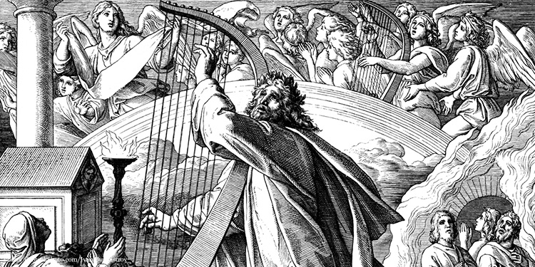 Illustration of King David with the harp