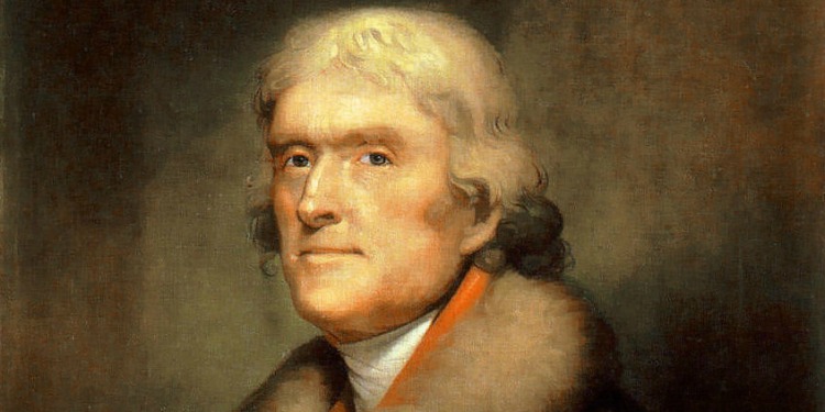 Portrait painting of Thomas Jefferson.