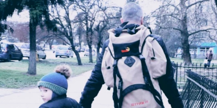 Daughter and father in Ukraine