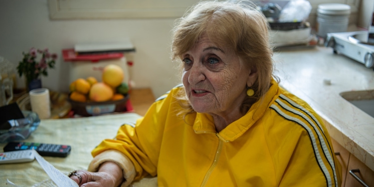 Valentina, an elderly Holocaust survivor from Ukraine, in Israel