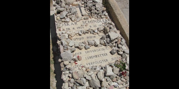 Grave stone of Oskar Schindler, famed ally of the Jews during the Holocaust