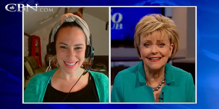 Screen capture of interview with Yael Eckstein and the 700 club.