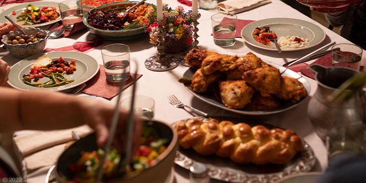 Shabbat dinner table