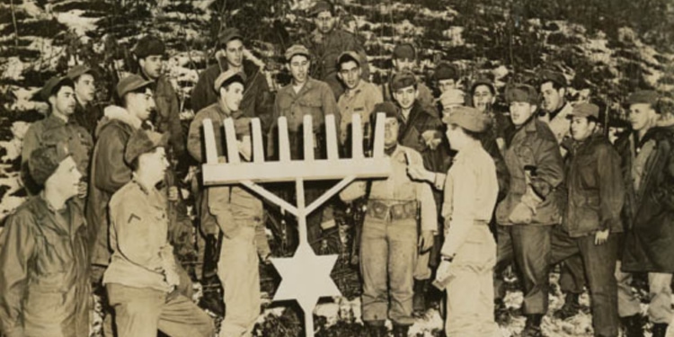 Soldiers in Korea celebrate Hanukkah, 1953