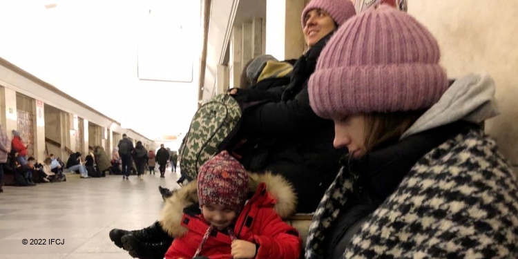 Children in train station in Kiev, Ukraine