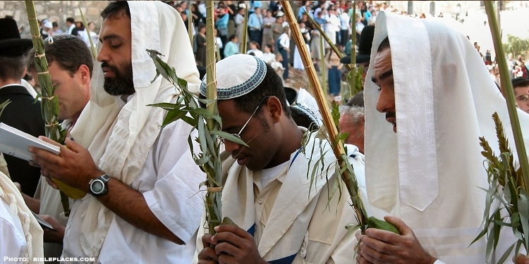 Jews celebrating Sukkot in Jerusalem.