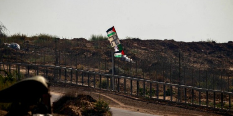 Swastika flag on Gaza border, August 2019