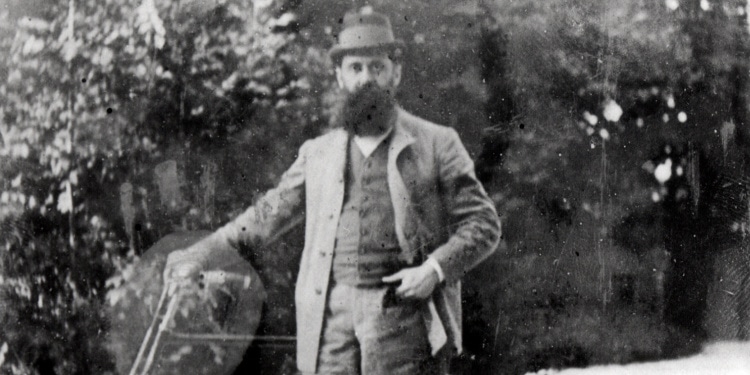 Theodor Herzl and his bicycle, 1897