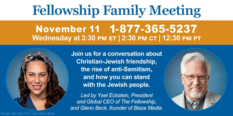 Join discussion on Christian-Jewish friendship, anti-Semitism rise, and standing with the Jewish people led by Yael Eckstein and Global CEO of The Fellowship.