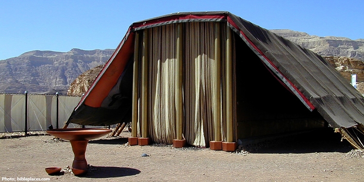 Close up image of a tabernacle placed in front of mountains
