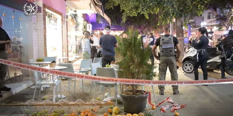 Scene of terror shooting in Tel Aviv, April 2022