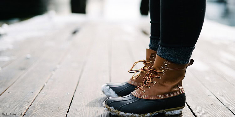 Woman wearing winter boots