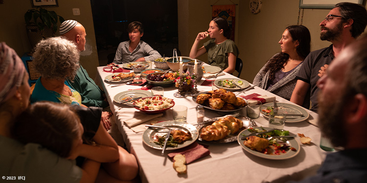 Yael and family having a meal