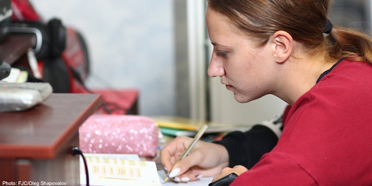 Young female student studying