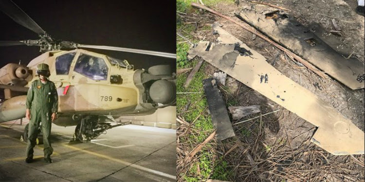 Collage of the damage from an air force strike.