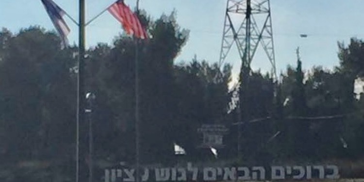 The American and Israeli flags waving in the air.