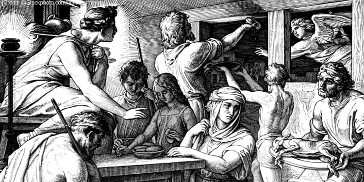 black and white, illustration of passover