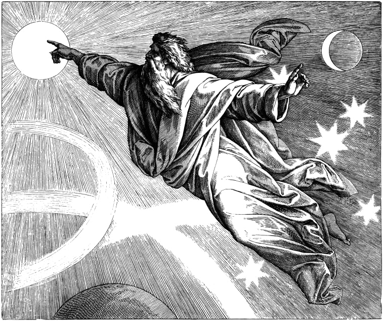 God creating the sun and the moon.