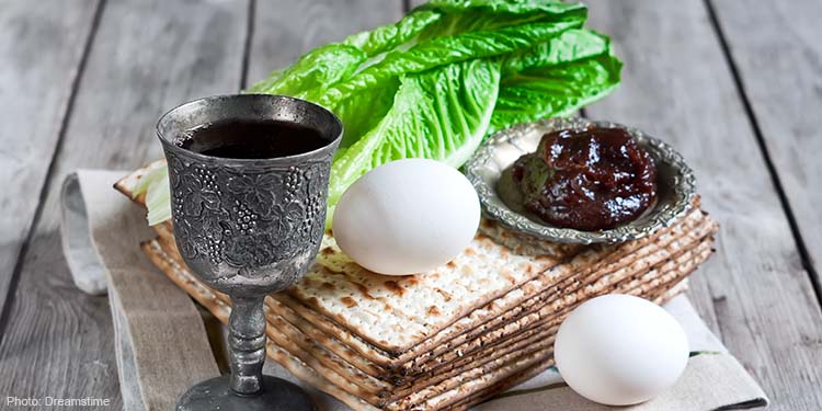 matzah, glass of wine, eggs.