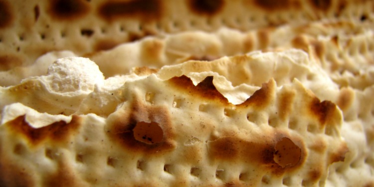 Close up image of matzah crackers.