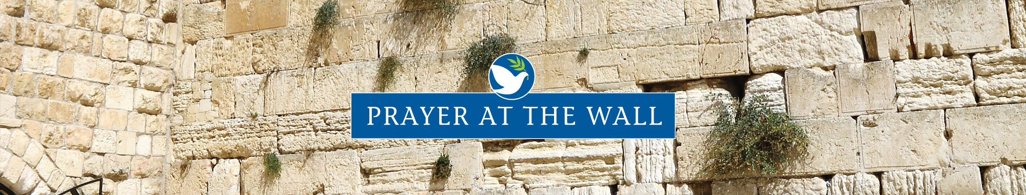 IFCJ prayer at the wall logo against a background of the Western Wall.
