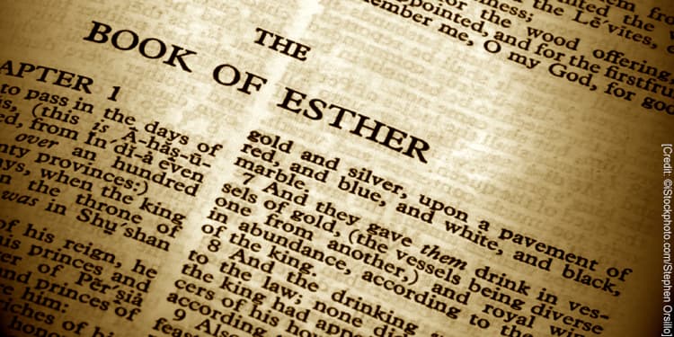 Close up of text in the Bible. The Book of Esther.