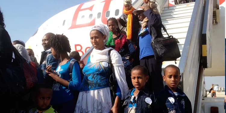 Group of Ethiopian Jews making Aliyah to Israel to escape anti-Semitism