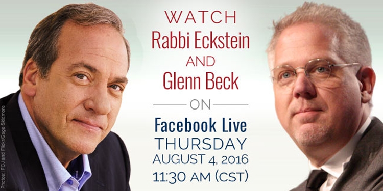 Promotion for Rabbi Eckstein and Glenn Beck's conversation on Facebook Live.